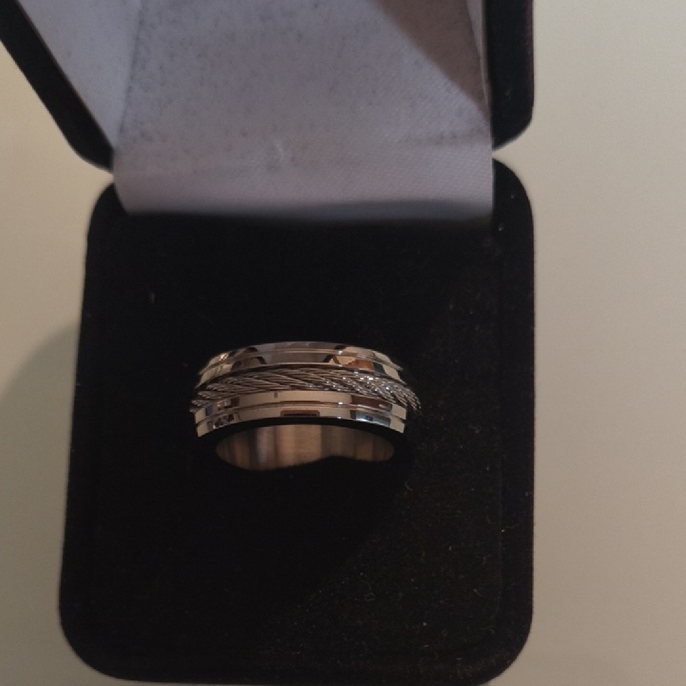 Men's Stainless Steel Rope Ring Size 9